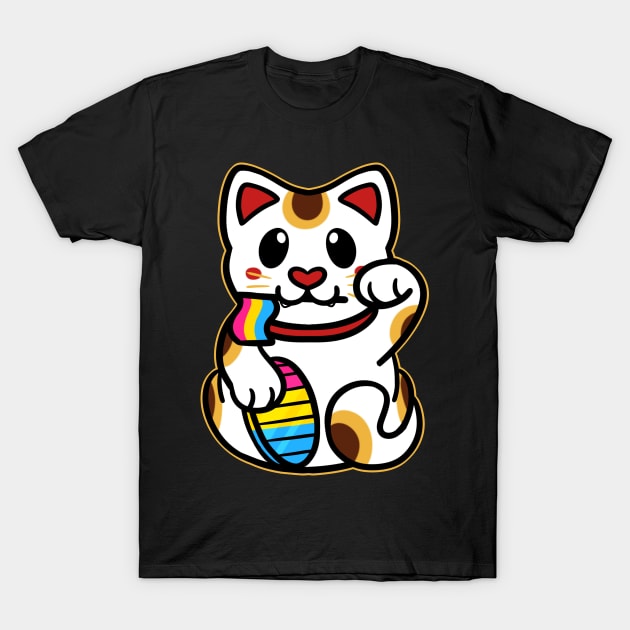 LGBTQ+ Pride Lucky Cat - Pansexual T-Shirt by leashonlife